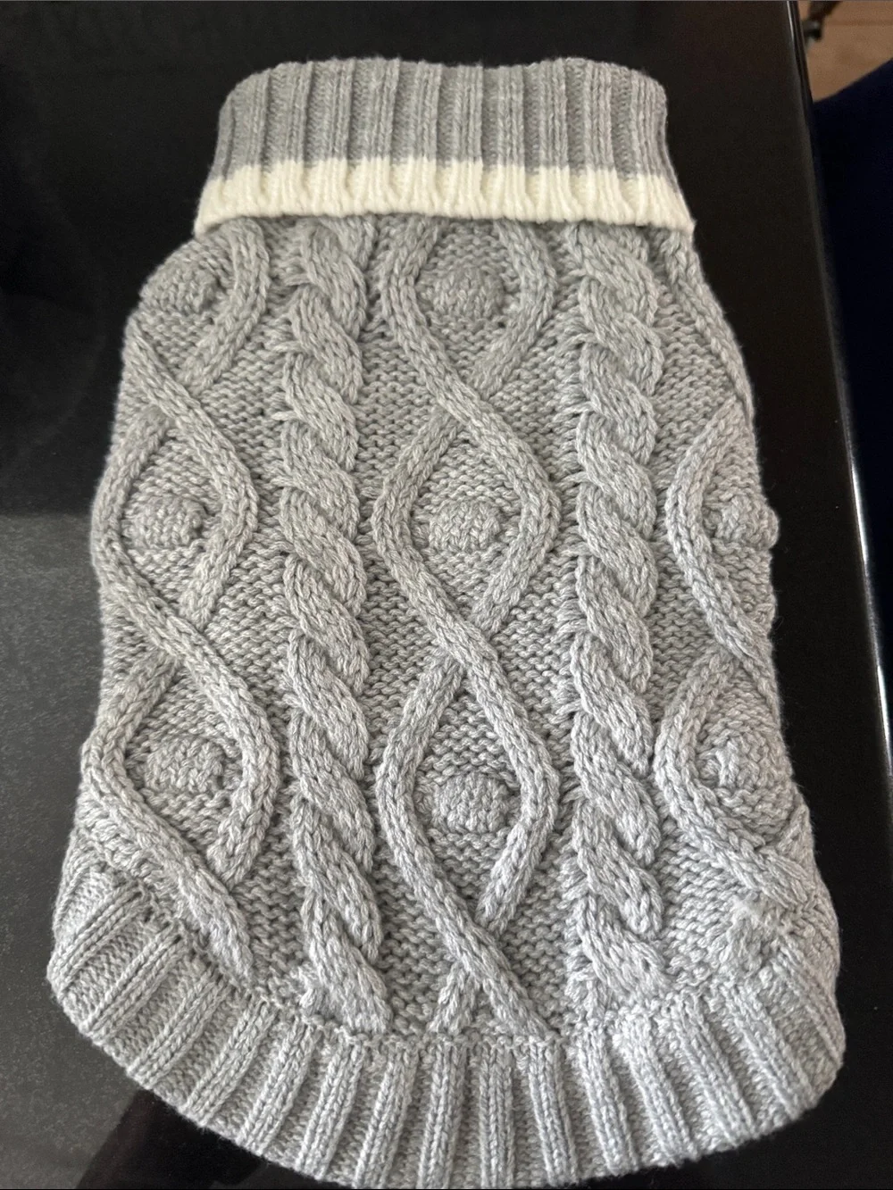 Gray Cable-Knit Pet Sweater